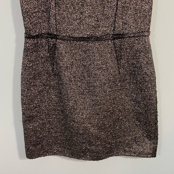 Lanvin River 2011 Women's Gold & Silver Tweed Sheath Dress Size 42 - Picture 3 of 7